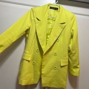 Neon green yellow blazer lioness button up small
